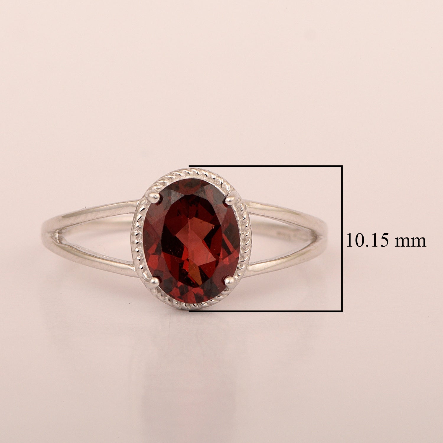 925 Sterling Silver Oval 2 Ctw Garnet Women Engagement Ring - Kimaya INC