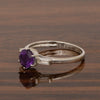 4 MM Round Amethyst 925 Sterling Silver Three Stone Solitaire Women Ring - Kimaya INC