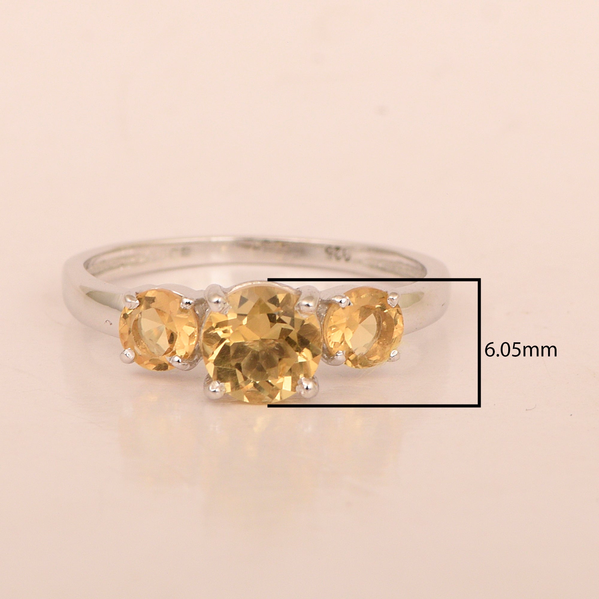 Trilogy Gemstone Citrine 3-Stone 0.60 Ctw 925 Sterling Silver Ring - Kimaya INC