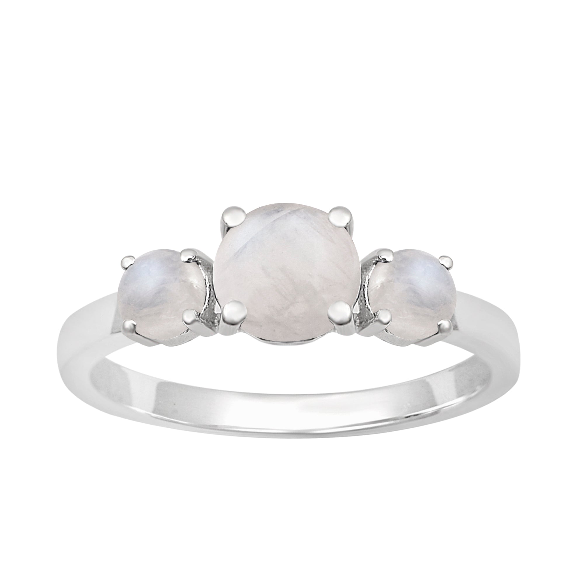 Trilogy Gemstone Moonstone 3-Stone 0.60 Ctw 925 Sterling Silver Ring - Kimaya INC