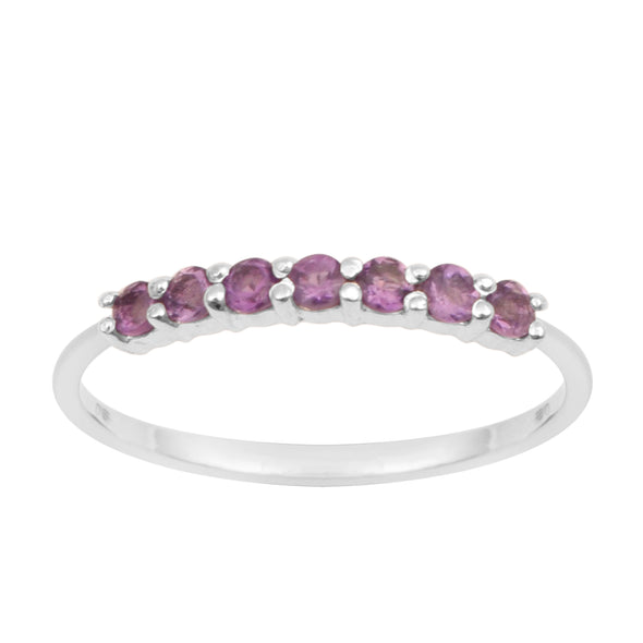 925 Sterling Silver 7-Stone 0.70 Ctw Amethyst Women Wedding Rings - Kimaya INC