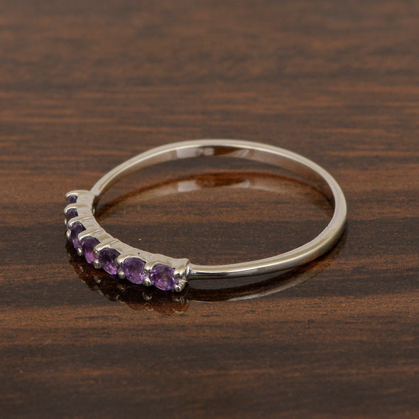 925 Sterling Silver 7-Stone 0.70 Ctw Amethyst Women Wedding Rings - Kimaya INC