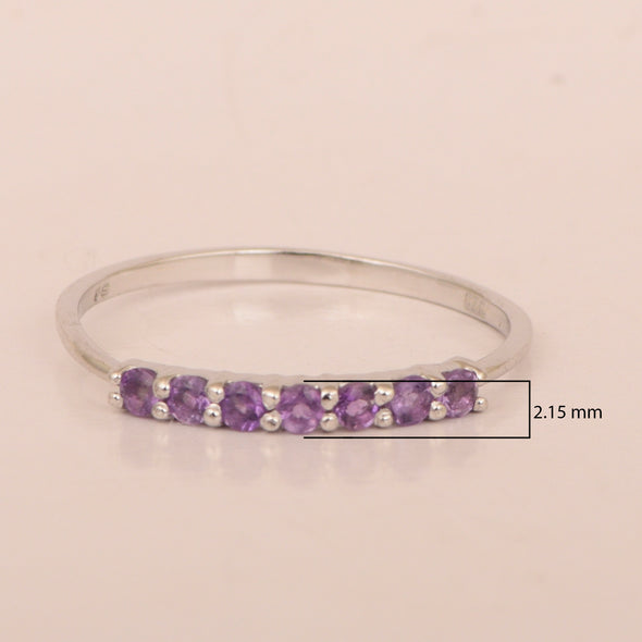 925 Sterling Silver 7-Stone 0.70 Ctw Amethyst Women Wedding Rings - Kimaya INC
