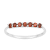 925 Sterling Silver 7-Stone 0.70 Ctw Garnet Women Wedding Rings - Kimaya INC