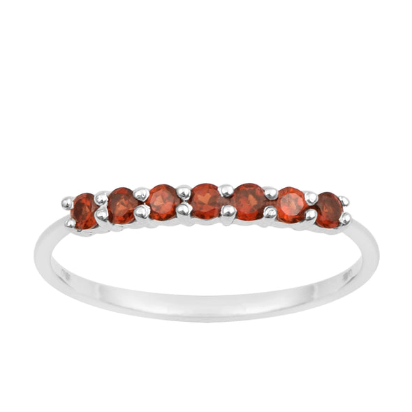 925 Sterling Silver 7-Stone 0.70 Ctw Garnet Women Wedding Rings - Kimaya INC