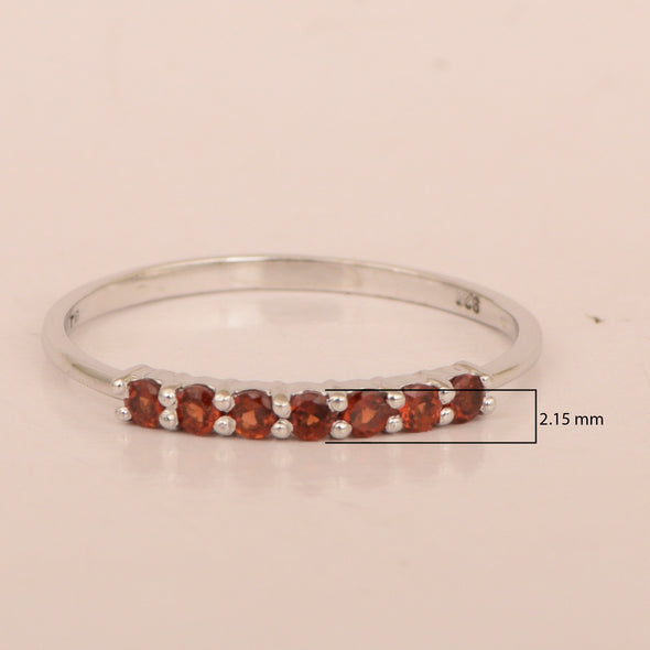 925 Sterling Silver 7-Stone 0.70 Ctw Garnet Women Wedding Rings - Kimaya INC