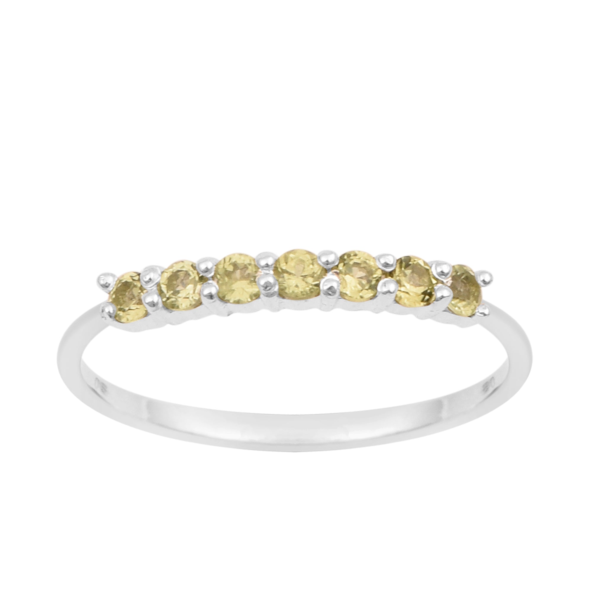 925 Sterling Silver 7-Stone 0.70 Ctw Peridot Women Wedding Rings - Kimaya INC