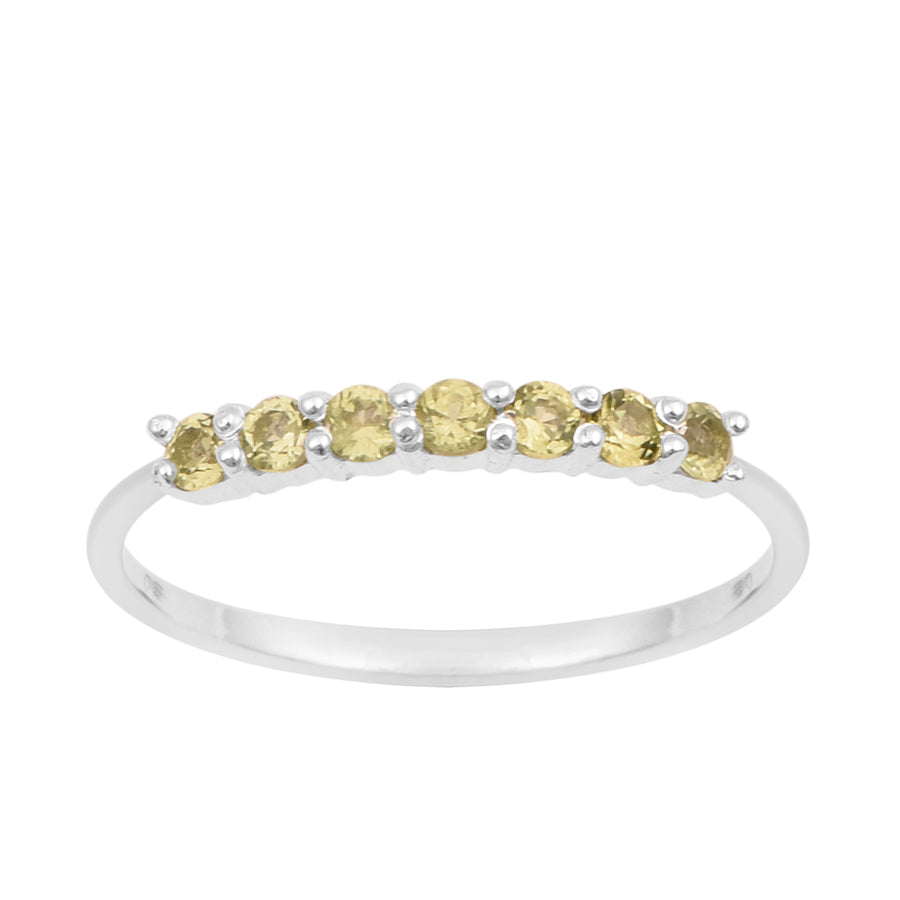 Peridot Seven Stone Half Eternity Ring - Sterling Silver