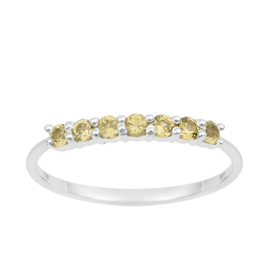 925 Sterling Silver 7-Stone 0.70 Ctw Peridot Women Wedding Rings - Kimaya INC