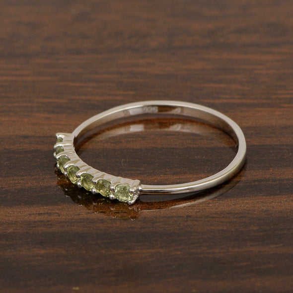 925 Sterling Silver 7-Stone 0.70 Ctw Peridot Women Wedding Rings - Kimaya INC