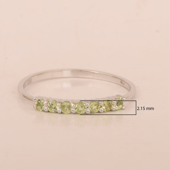925 Sterling Silver 7-Stone 0.70 Ctw Peridot Women Wedding Rings - Kimaya INC