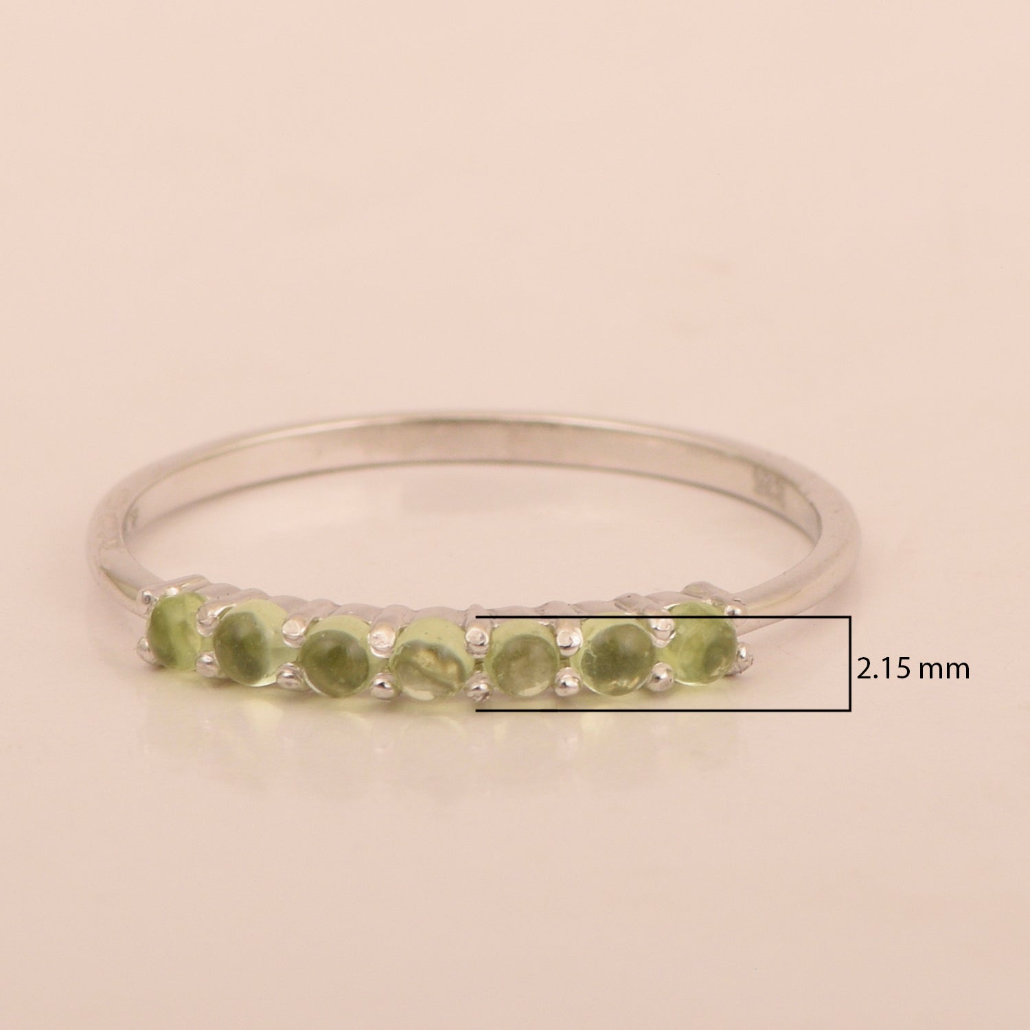 925 Sterling Silver 7-Stone 0.70 Ctw Peridot Cab Women Wedding Rings - Kimaya INC