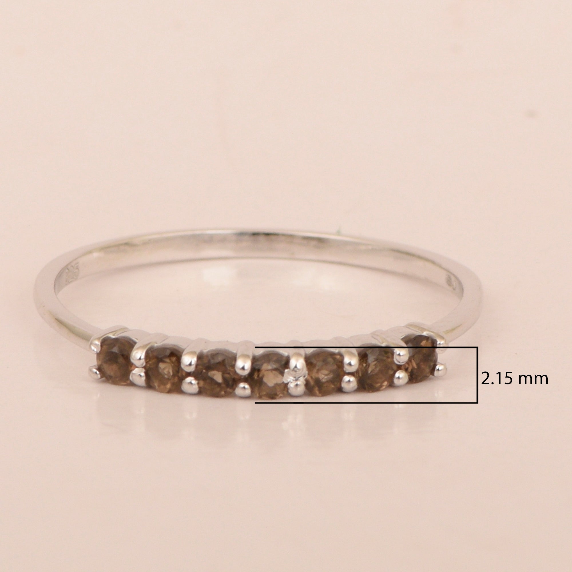 925 Sterling Silver 7-Stone 0.70 Ctw Smoky Quartz Women Wedding Rings - Kimaya INC