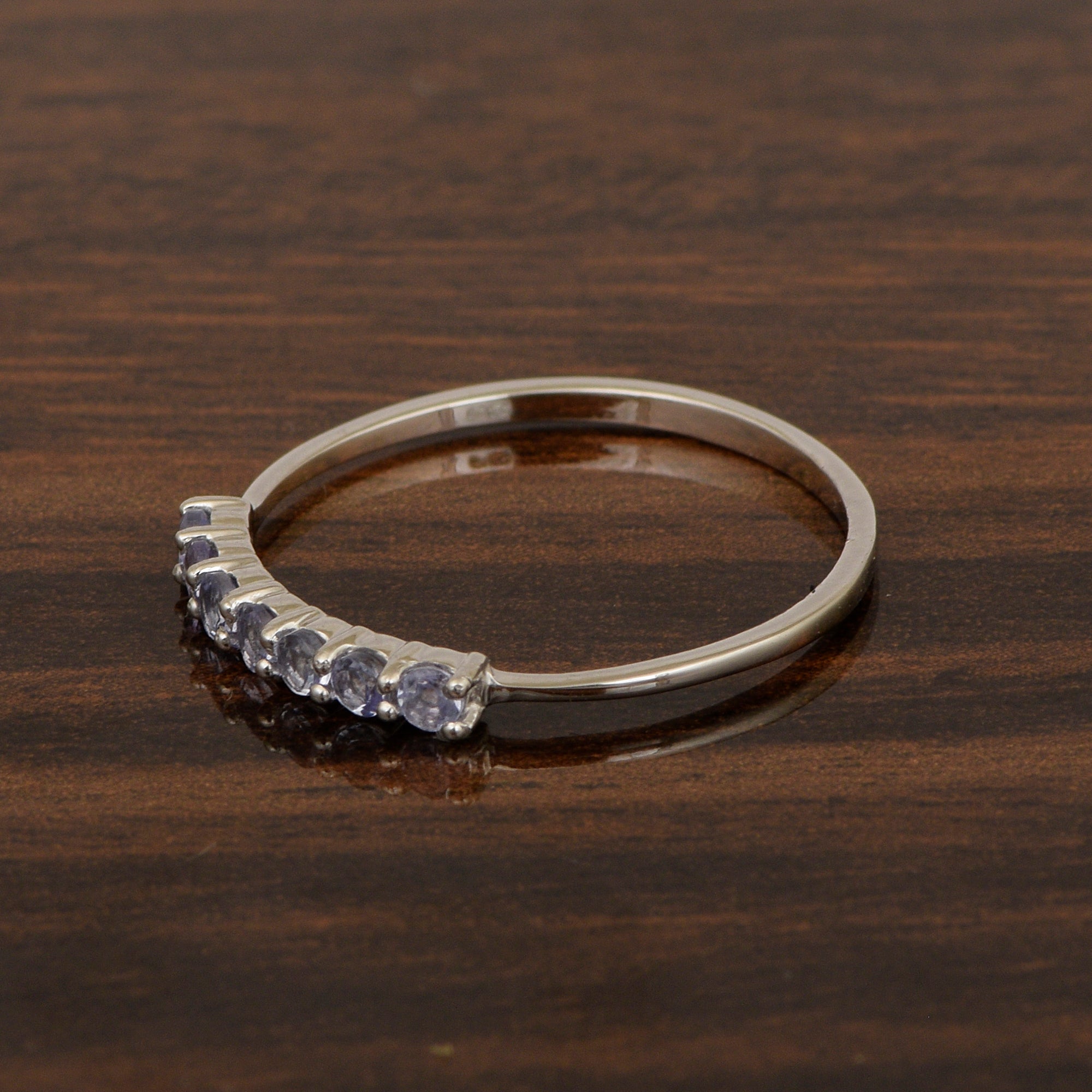 925 Sterling Silver 7-Stone 0.70 Ctw Tanzanite Women Wedding Rings - Kimaya INC