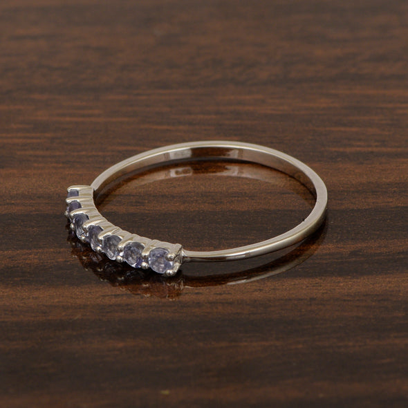 925 Sterling Silver 7-Stone 0.70 Ctw Tanzanite Women Wedding Rings - Kimaya INC