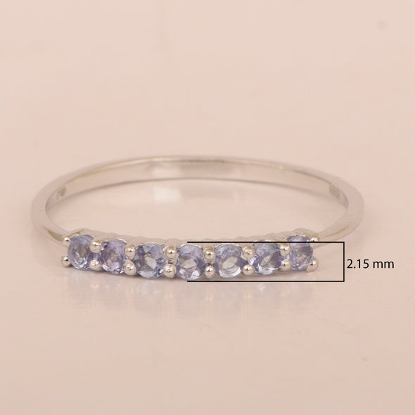 925 Sterling Silver 7-Stone 0.70 Ctw Tanzanite Women Wedding Rings - Kimaya INC