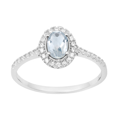 925 Sterling Silver Oval Aquamarine Women's Solitaire Ring - Kimaya INC