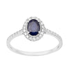 925 Sterling Silver Oval Blue Sapphire Women's Solitaire Ring - Kimaya INC