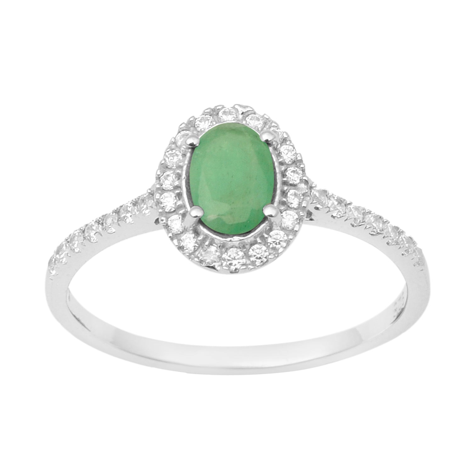 925 Sterling Silver Oval Emerald Women's Solitaire Ring - Kimaya INC