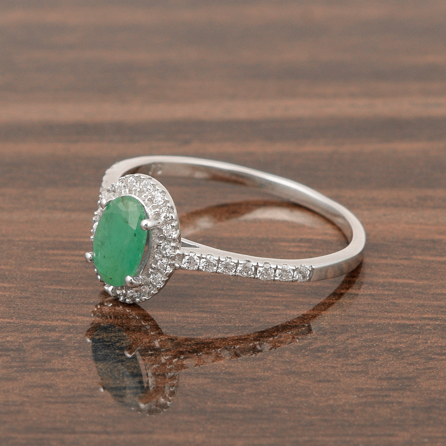 925 Sterling Silver Oval Emerald Women's Solitaire Ring - Kimaya INC