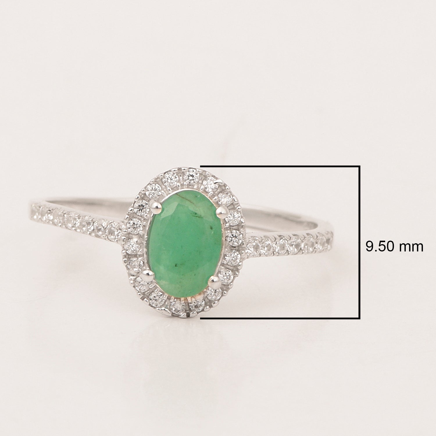 925 Sterling Silver Oval Emerald Women's Solitaire Ring - Kimaya INC