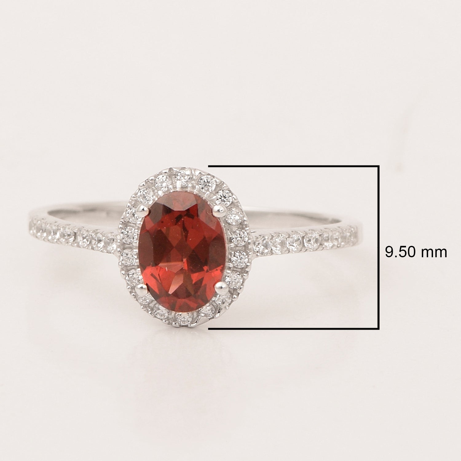 925 Sterling Silver Oval Garnet Women's Solitaire Ring - Kimaya INC