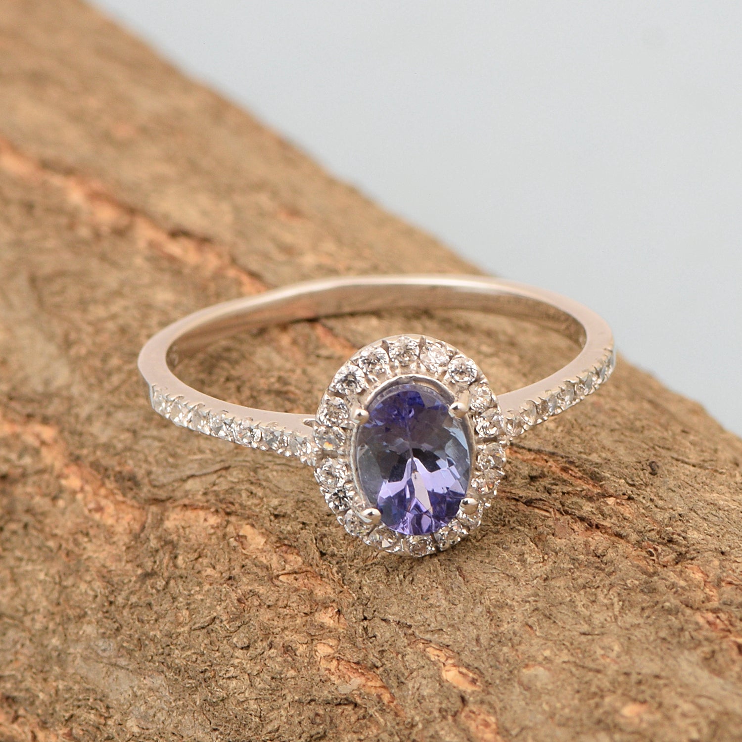 925 Sterling Silver Oval Tanzanite Women's Solitaire Ring - Kimaya INC