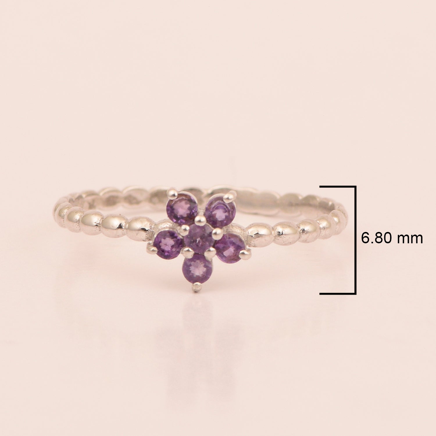 925 Sterling Silver Round 0.25 Ctw Amethyst Stackable Women Ring - Kimaya INC