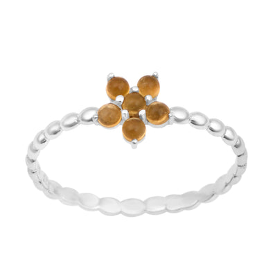 925 Sterling Silver Round 0.25 Ctw Citrine Cab Stackable Women Ring - Kimaya INC