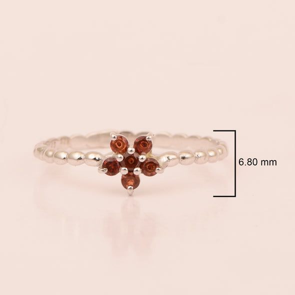 925 Sterling Silver Round 0.25 Ctw Garnet Stackable Women Ring - Kimaya INC