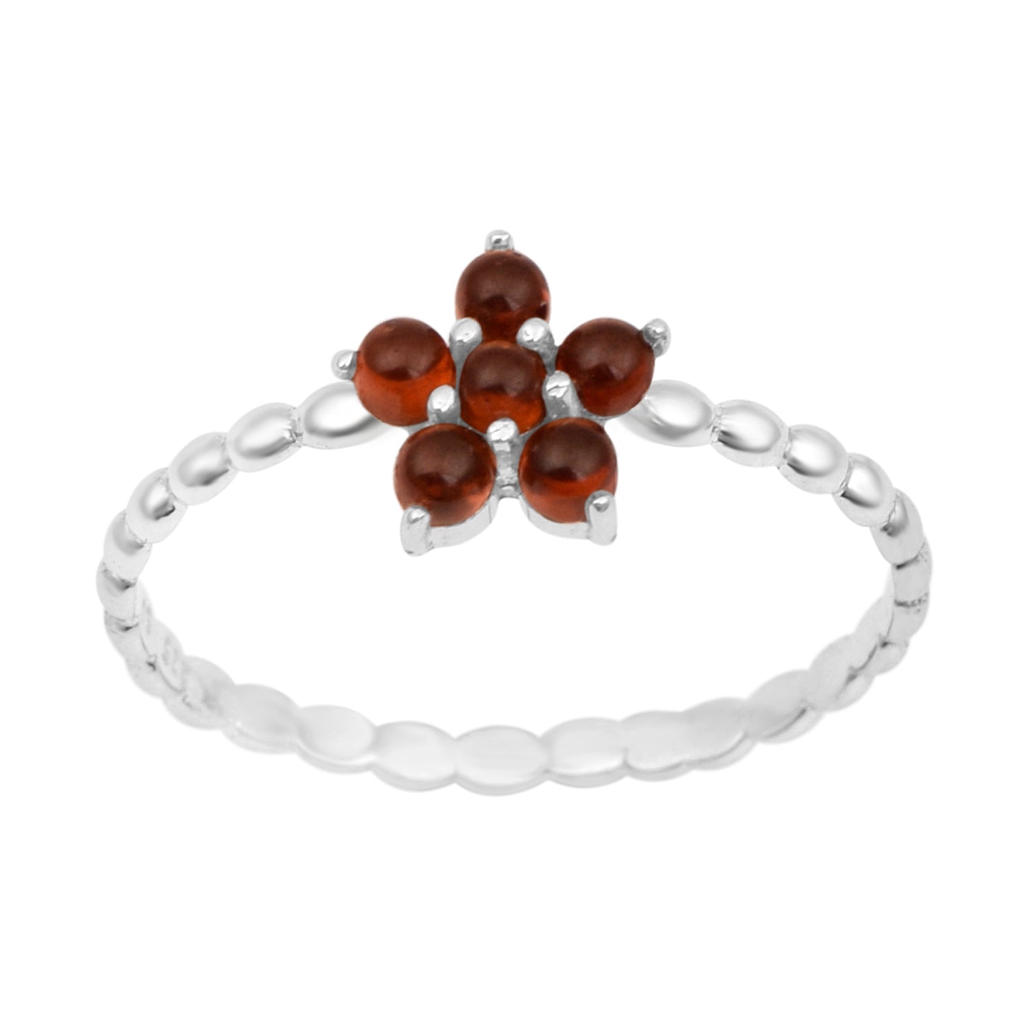 925 Sterling Silver Round 0.25 Ctw Garnet Cab Stackable Women Ring - Kimaya INC
