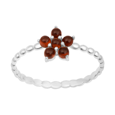 925 Sterling Silver Round 0.25 Ctw Garnet Cab Stackable Women Ring - Kimaya INC