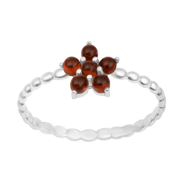 925 Sterling Silver Round 0.25 Ctw Garnet Cab Stackable Women Ring - Kimaya INC