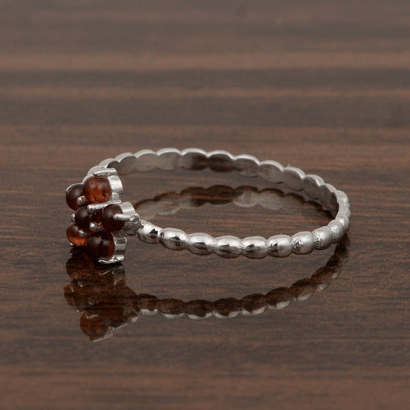 925 Sterling Silver Round 0.25 Ctw Garnet Cab Stackable Women Ring - Kimaya INC