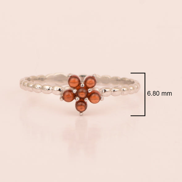 925 Sterling Silver Round 0.25 Ctw Garnet Cab Stackable Women Ring - Kimaya INC