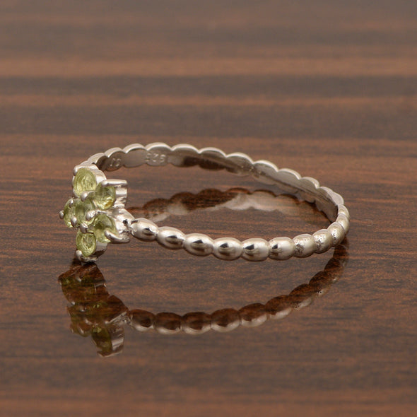 925 Sterling Silver Round 0.25 Ctw Peridot Stackable Women Ring - Kimaya INC