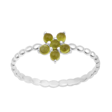925 Sterling Silver Round 0.25 Ctw Peridot Cab Stackable Women Ring - Kimaya INC