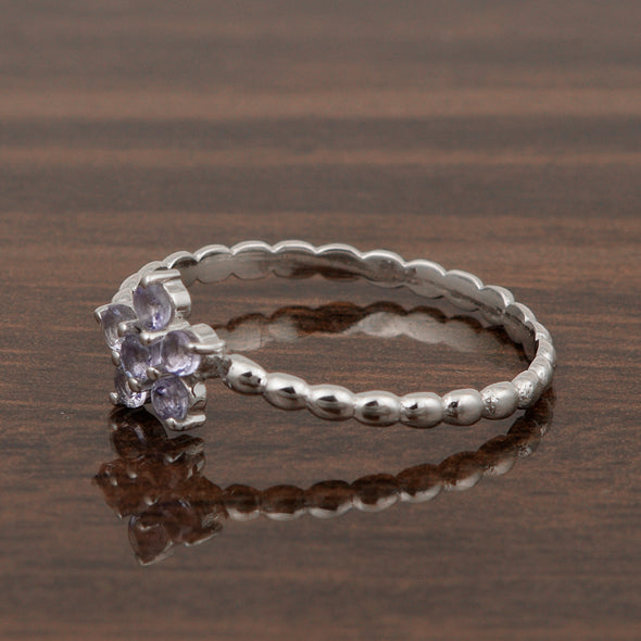925 Sterling Silver Round 0.25 Ctw Tanzanite Stackable Women Ring - Kimaya INC