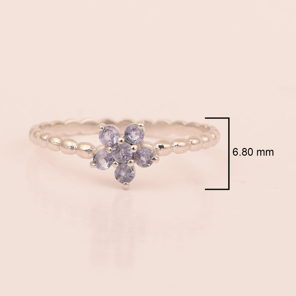 925 Sterling Silver Round 0.25 Ctw Tanzanite Stackable Women Ring - Kimaya INC