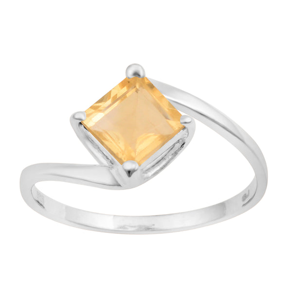 Princess Cut Square 5mm Citrine 925 Sterling Silver Wedding Ring - Kimaya INC