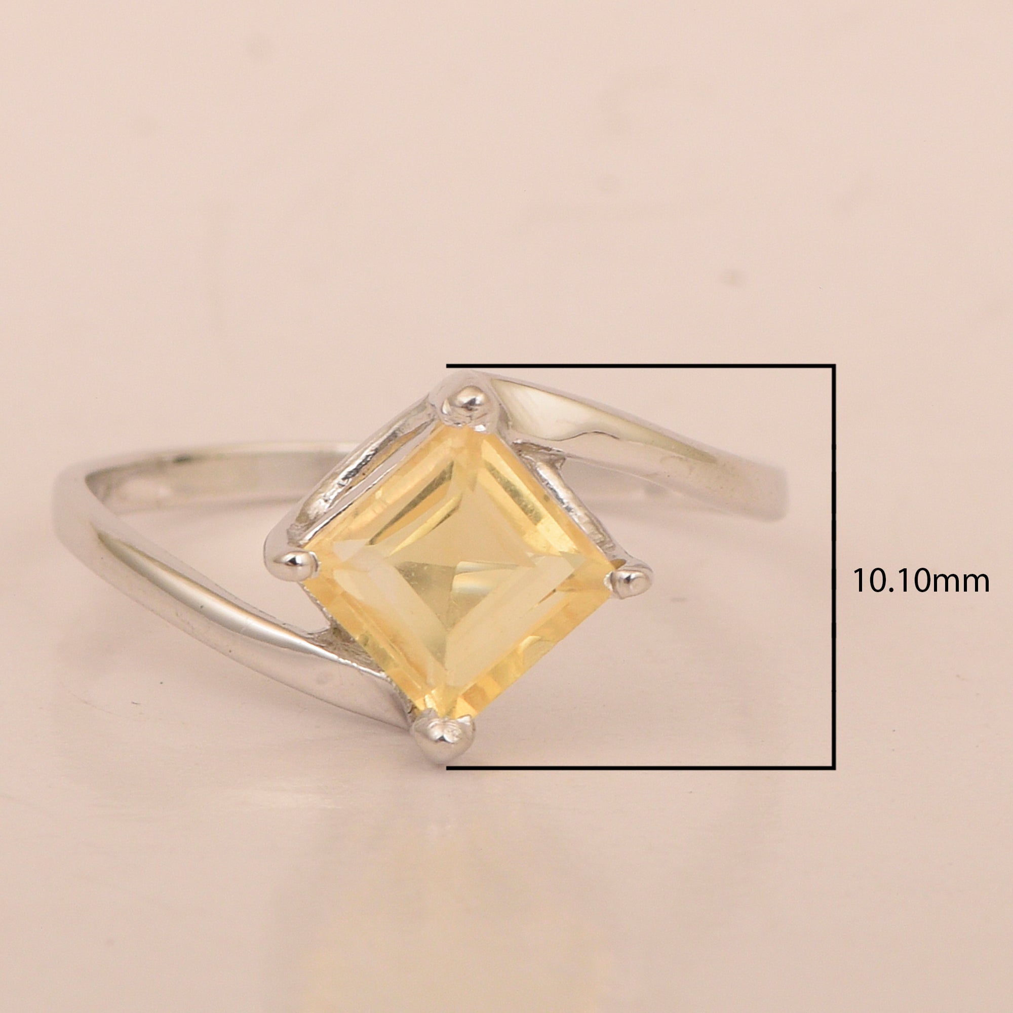 Princess Cut Square 5mm Citrine 925 Sterling Silver Wedding Ring - Kimaya INC