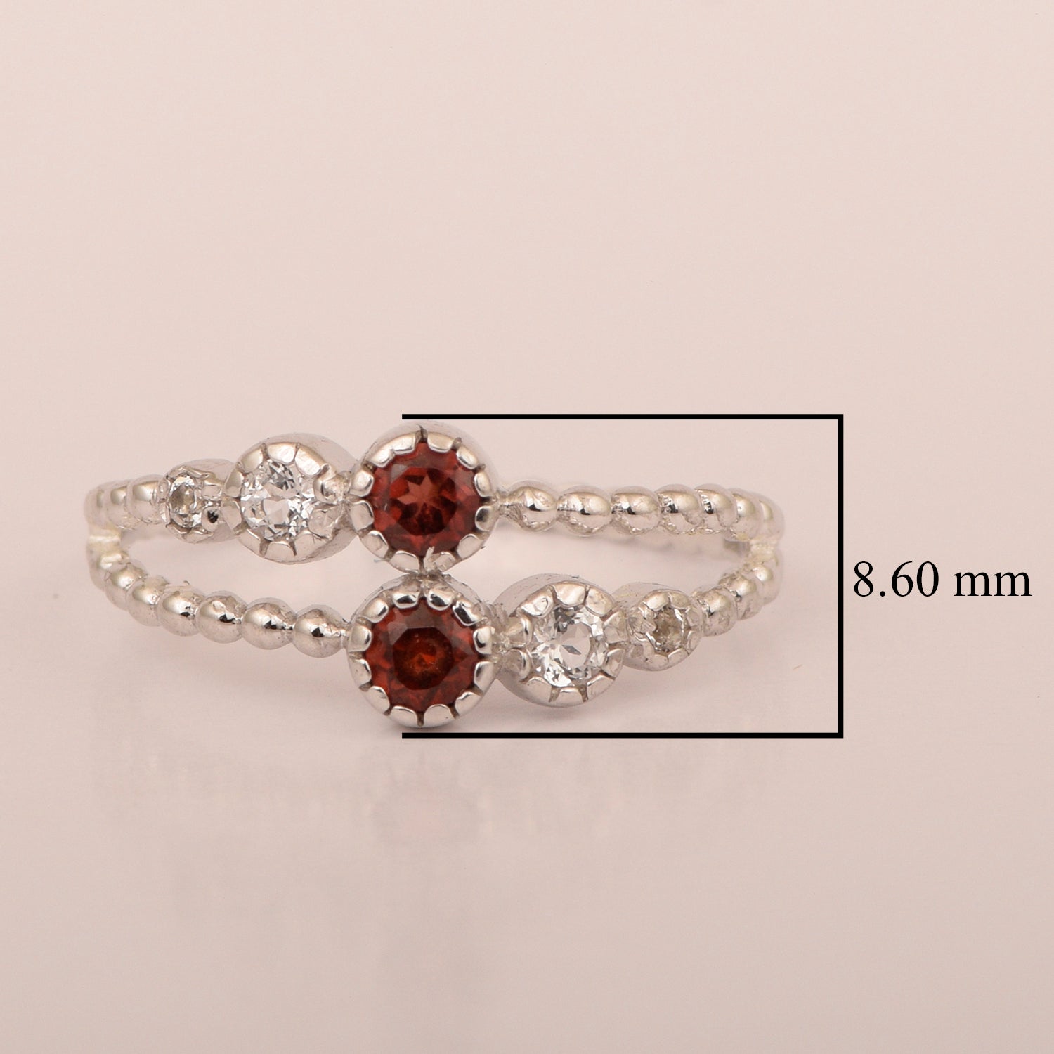 Dual Band Round 0.20 Ctw Garnet 925 Sterling Silver Women Wedding Ring - Kimaya INC
