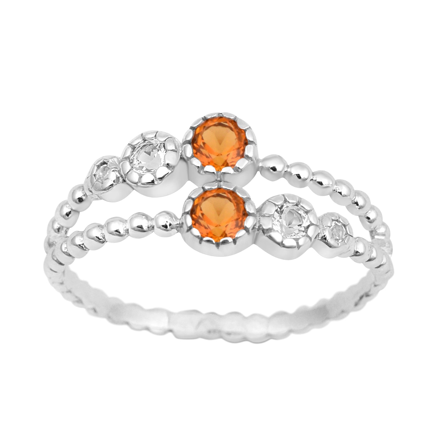 Dual Band Round 0.20 Ctw Madeira Citrine 925 Sterling Silver Women Wedding Ring - Kimaya INC