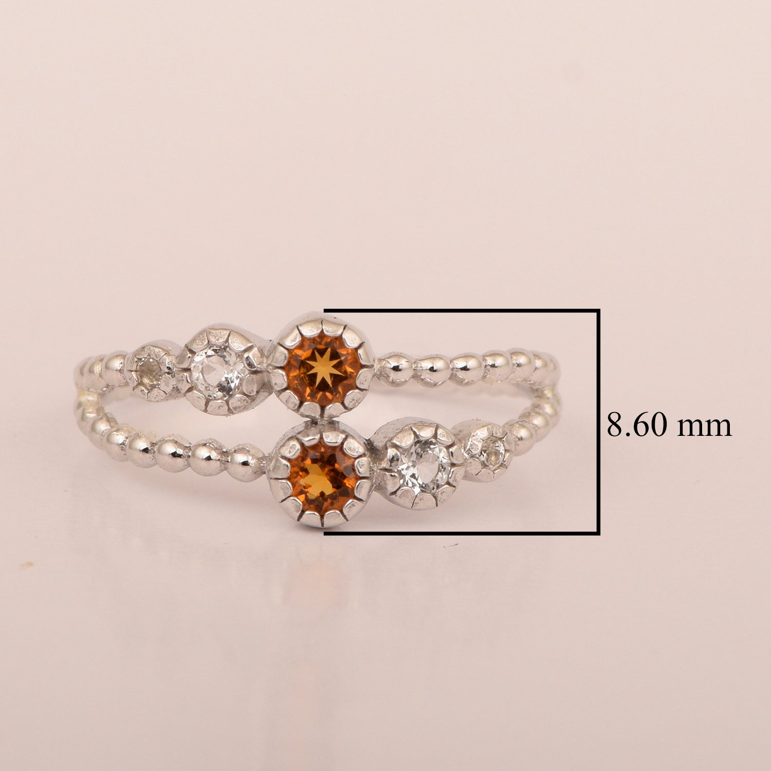 Dual Band Round 0.20 Ctw Madeira Citrine 925 Sterling Silver Women Wedding Ring - Kimaya INC