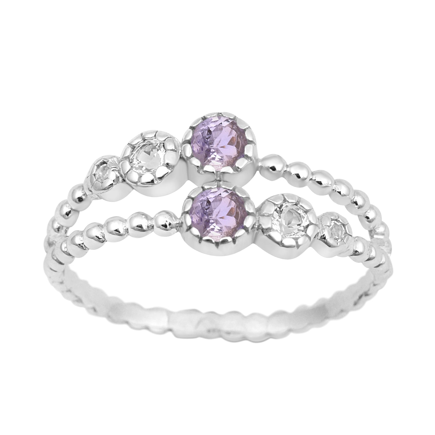 Dual Band Round 0.20 Ctw Tanzanite 925 Sterling Silver Women Wedding Ring - Kimaya INC