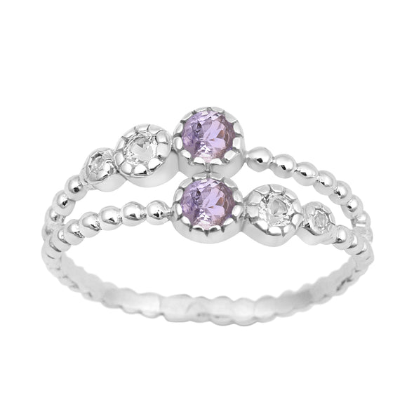 Dual Band Round 0.20 Ctw Tanzanite 925 Sterling Silver Women Wedding Ring - Kimaya INC