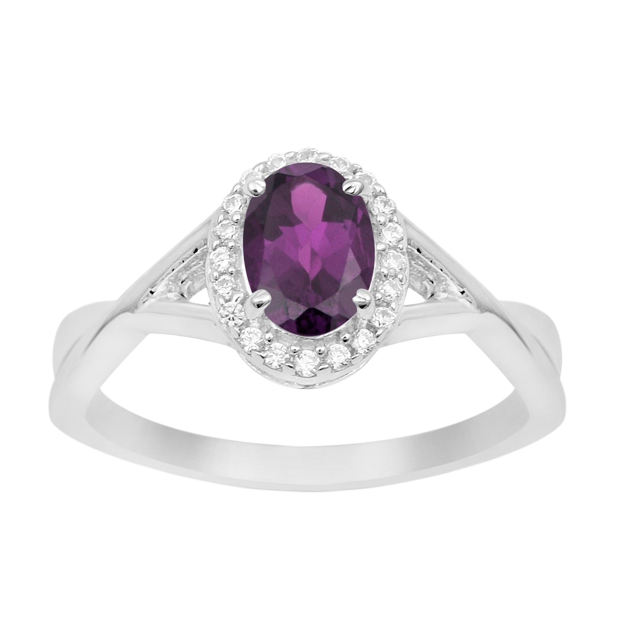 Solitaire Oval 1 Ctw Amethyst Sterling Silver 925 Women Ring - Kimaya INC