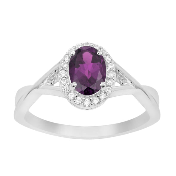 Solitaire Oval 1 Ctw Amethyst Sterling Silver 925 Women Ring - Kimaya INC