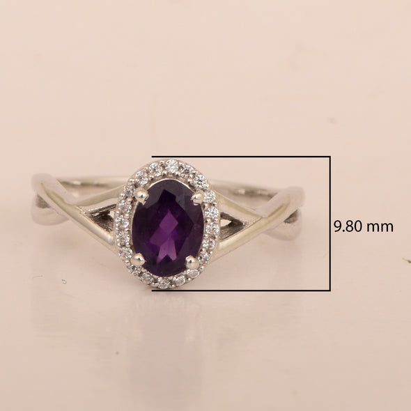 Solitaire Oval 1 Ctw Amethyst Sterling Silver 925 Women Ring - Kimaya INC