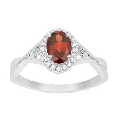 Solitaire Oval 1 Ctw Garnet Sterling Silver 925 Women Ring - Kimaya INC